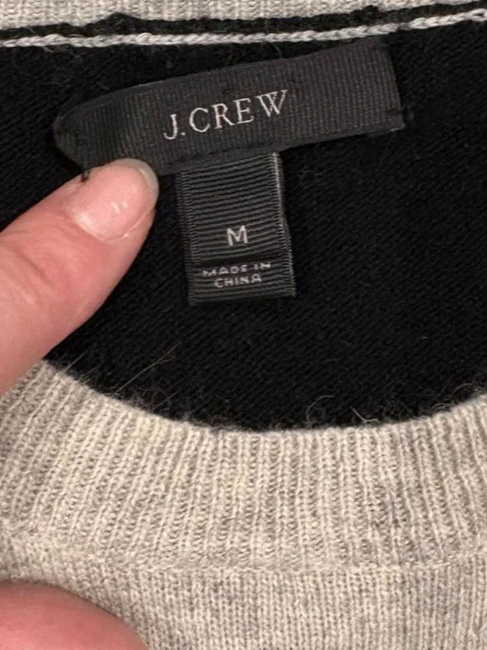 J. Crew Black & Cream Bow-Accent Crewneck Sweater